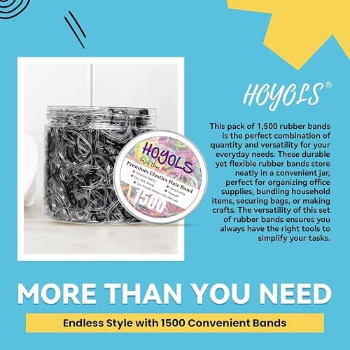 HOYOLS Clear & Black Elastic Hair Ties Rubber Bands Soft Ponytail Holder Mini Plastics Polyband for Women Girls 1500 Pcs Assorted Color Accessories TPU thumbnail 4