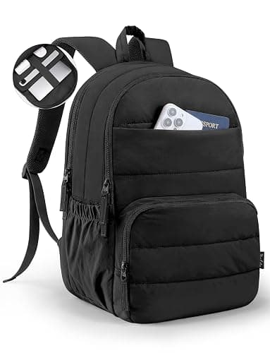 Uselike Travel Backpack for Women, 15.6 Inch Laptop Backpack, Quilted College Bookbag, Cute Work Backpacks, Water Resistant (Black) - Image 1