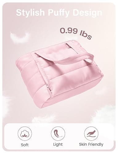 Uselike Tote Bag for Women with Zipper, Quilted Puffer Tote Bag with Compartments, Lightweight Puffy Work Bags for Women thumbnail 7