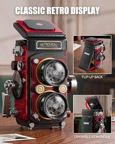 TYCOLE Retro Camera Building Blocks Sets with Lights, DIY Camera Building Toys with Twin-Lens Reflex Design, Unique Collectible for Home Decor, Christmas Birthday Gift for Adults Boys age 8-12(719Pcs) thumbnail 4