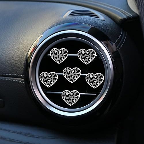6 Pcs Heart Air Vent Clips, Cute Heart Cars Air Fresheners Vents Clips Funny Cars Diffuser Vent Clips Car Interior Decor Charm Cute Car Accessories Decoration for Women Automotive (Leopard Texture) thumbnail 4
