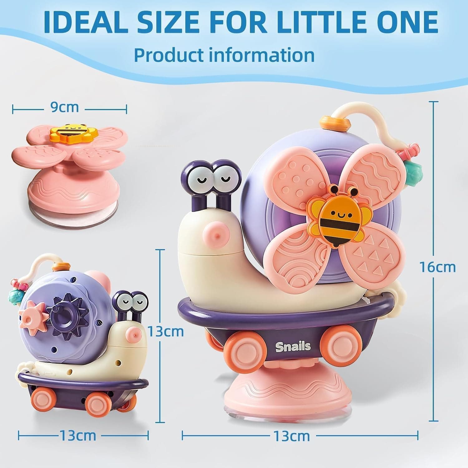 Montessori Sensory Toys，Infant Toys can be Assembled and Disassembled，High Chair Toy can be Broken Down into Baby car Toy/Spinning Top (Purple) thumbnail 2