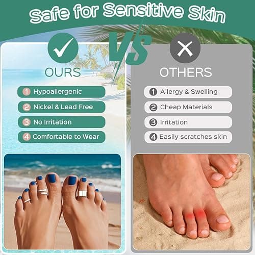 ChicSilver 925 Sterling Silver Toe Ring Minimalist Hypoallergenic Adjustable Band Ring Summer Beach Bare Foot Jewelry thumbnail 5