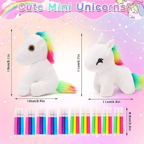 HAPGFS 10Pcs Unicorn Party Favor Bulk Toys Mini Plush Unicorn Stuffed Animals with Coloured Pens Small Rainbow Unicorn Keychain for Birthday Wedding Christmas Goodie Bag Stuffer Party thumbnail 3