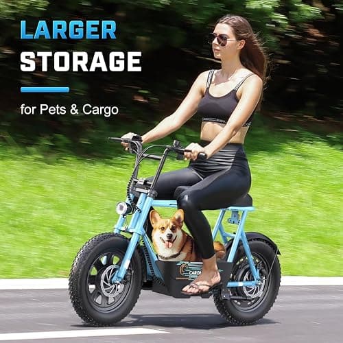 Caroma Peak 1200W Electric Scooter with Seat, 16" Fat Tire Electric Dirt Bike, Max 30Miles Ranges, Top Speed 20Mph, Electric Motorcycle Mini Bike with Basket for Pets & Cargo, UL 2272 Certified thumbnail 3
