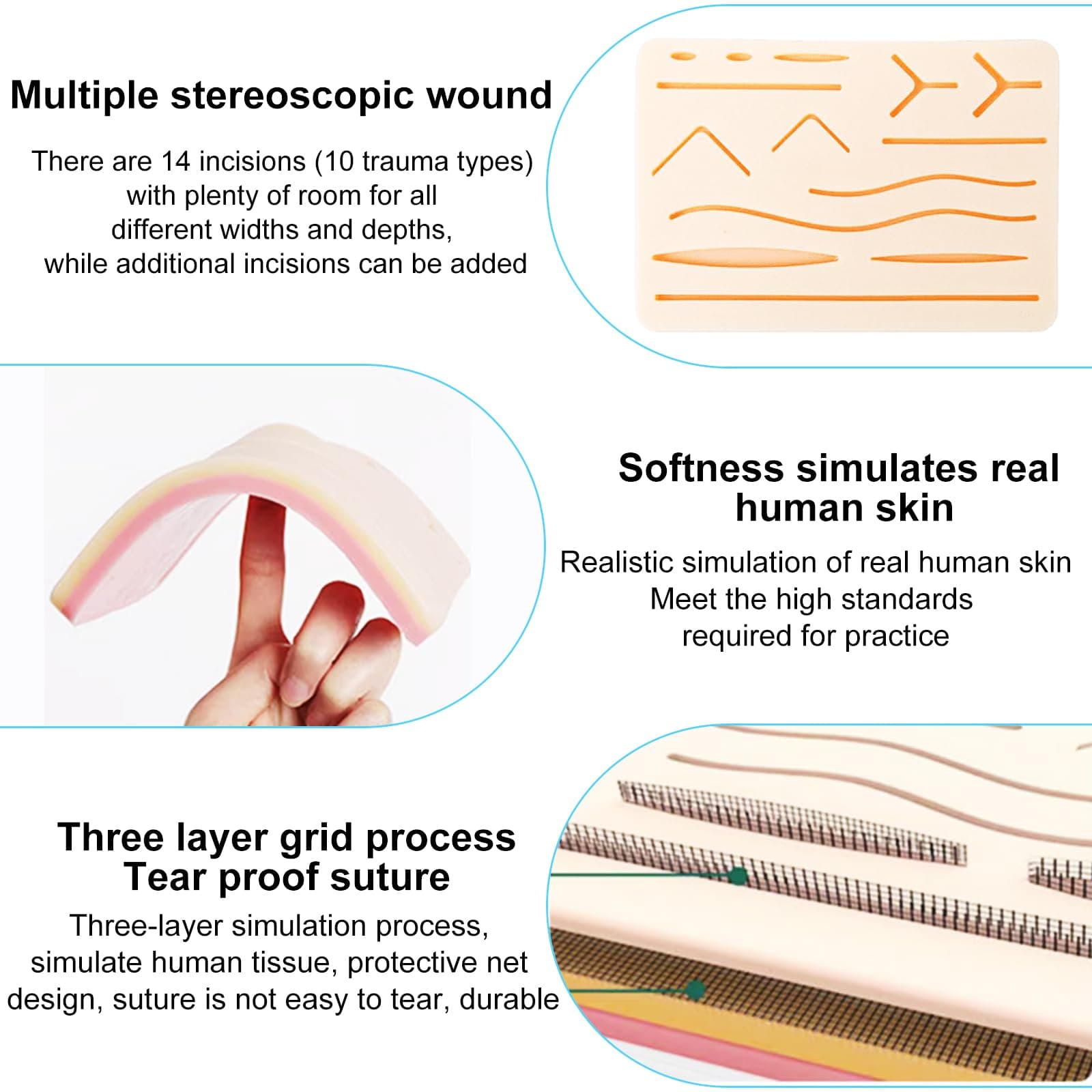 Surgical Sewing Set: Suture Practice Kit, Suture Material for Surgery, Exercise Kit for Wound Suturing, Silicone Sewing Pads with Tool Set, Exercise Kit for Wound Sutures, Exercise Set for thumbnail 4