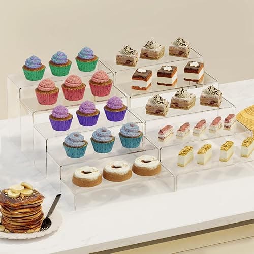 Anglelife Large Acrylic Risers, 8 Pcs 2 Set (7”L~8”L~9”L) Rectangular Stands Shelf Clear for Decor, Clear Display Risers Cake Shelves Retail Shoe Showcase thumbnail 2