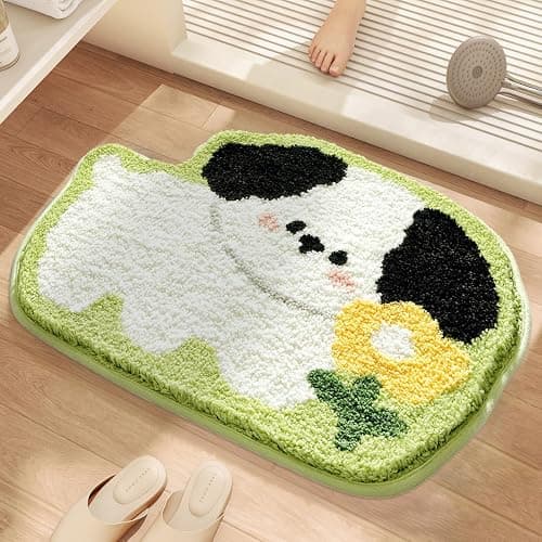 Tyrafry Cartoon Animal Bathroom Rug, Thick Plush Bath Mat Cute Microfiber Area Rug Quick Dry Door Mat Anti Slip Washable Shower Rug, 20 x 25 Inches, Dog thumbnail 7