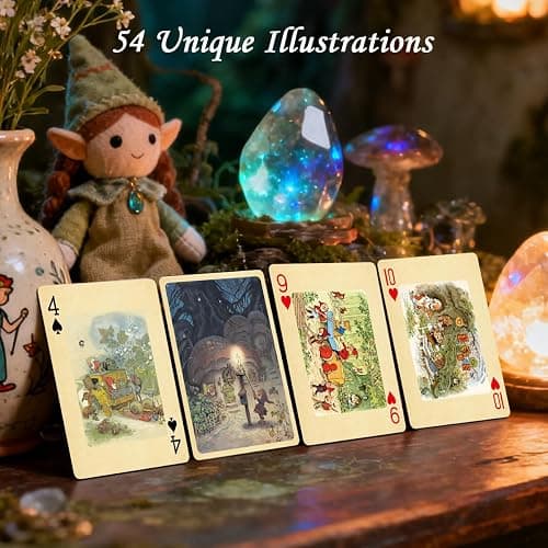 strublfe Vintage Style Playing Cards, Elf Home Dwarves and Forest Animals Themed Playing Card, 54 Unique Exquisite Illustrations, Standard Size, Suitable for Family Gatherings, Party Games thumbnail 4