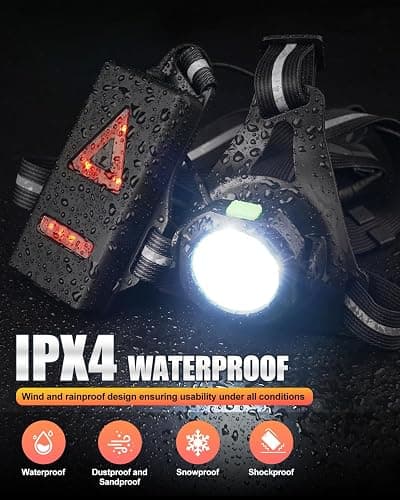 Running Lights for Runners, 7 Lamp Strong Light Running Torch Beads, Max 12H Run Time, 90° Adjustable Angle 3 Lights Modes Waterproof Chest Light for Outdoor Sports, Dog Walking Jogging, Night Fishing thumbnail 5