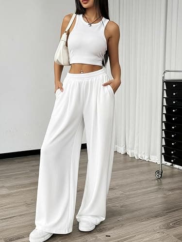 SweatyRocks Women's Barrel Pants Wide Leg High Waist Baggy Sweatpants Elastic Oversized Athletic Joggers Trousers thumbnail 6