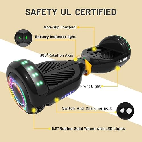SIMATE Scooter, Bluetooth Speakers and LED Light-Up Wheels, APP Control, Dual 250W Motors, 8.5 mph Max Speed & 8.5 Miles Max Range, Gifts for Kids Adults Girls Boys thumbnail 5
