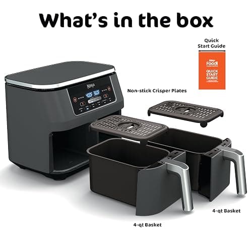 Ninja DZ201 Foodi 8 Quart 6-in-1 DualZone 2-Basket Air Fryer with 2 Independent Frying Baskets, Match Cook & Smart Finish to Roast, Broil, Dehydrate & More for Quick, Easy Meals, Grey thumbnail 9