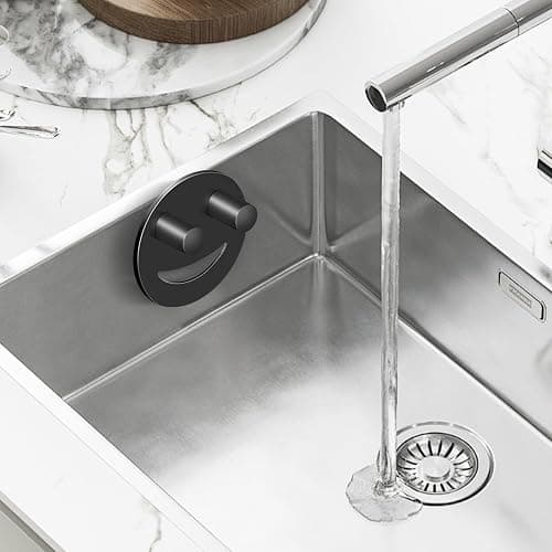 Yoshiky Stainless Steel Smiley Face Sponge Holder, Silver Sink Caddy Organizer Storage with Suction Cup for Kitchen, Kitchen Accessories Decor Scrubber-Black thumbnail 6