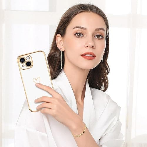 BENTOBEN for iPhone 15 Case, Phone Case iPhone 15, Cute Heart Pattern Slim Fit Thin Soft Flexible Shockproof TPU Bumper Non-Slip Lightweight Women Girls Charging Protective Cover for iPhone 15, White thumbnail 9