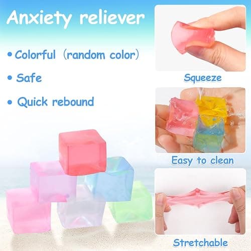 JOFONY 24PCS Mini Ice Cube Toys,Squeeze Cubes Ball- Ice Fidget Squeeze Toys for Kids and Adults with ADHD and Autism for Anxiety Relief & Hand Therapy thumbnail 4
