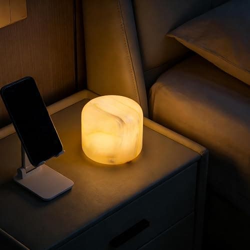 Marble Lamp Night Light Touch Bedside Table Lamp for Bedroom,Type-C Rechargeable Small Desk Bedside Small Lamps,Eye Caring Dimmable LED Ambient lamp (Eastern Jade Glow) thumbnail 5