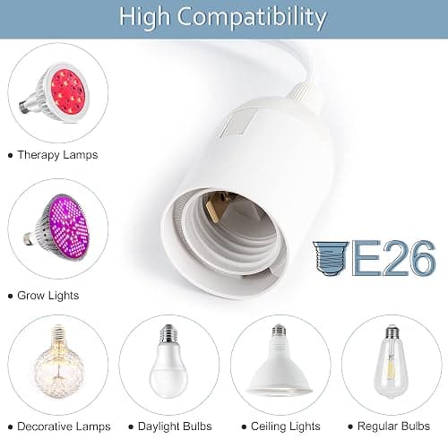 JACKYLED Extension Hanging Lantern Cord Cable 2-Pack 20ft UL 360W with E26 E27 Socket On/Off Button Pendant Lighting thumbnail 5