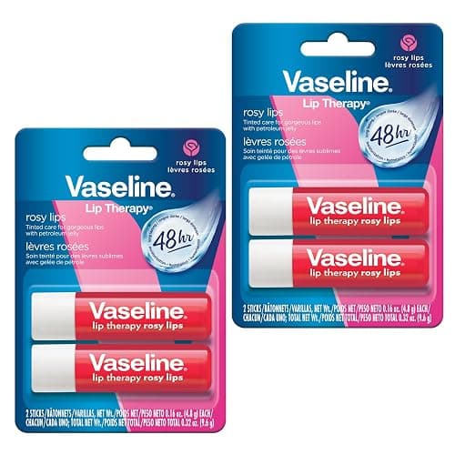 Vaseline Lip Therapy Care Rosy, Fast-Acting Nourishment, Ideal for Chapped, Dry, Cracked, or Damaged Lips, Lip Balm, 2-Pack of 2, 0.16 Oz Each, 4 Lip Balms - Image 1