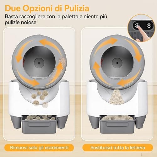 Lettiera Gatto Autopulente con APP, Lettiera Autopulente per Gatti da 90 L con Cassetto Feci da 8,5 L per Oltre una Settimana, Sistema Profumato e Sensore Radar, Adatta a Famiglie con Più Gatti. thumbnail 5