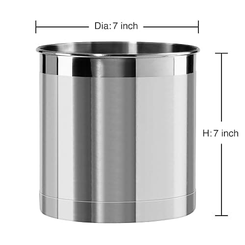 Oggi Stainless Steel Jumbo Utensil Holder - 7" Utensil Caddy, Weighted Base for Stability - Extra Large Utensil Crock and Countertop Utensil Organizer, Stainless Steel thumbnail 8