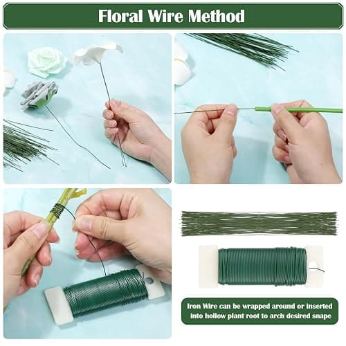 PAXCOO Floral Arrangement Kit with Green Tape and Wire, Boutonniere Flower pin, Wire Cutter for Wreath Making Supplies thumbnail 3