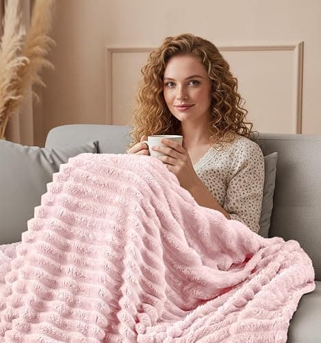 Utopia Bedding Pink Striped Fleece Blanket Throw Size – Fluffy, Warm & Lightweight Ribbed Throw for Bed, Sofa & Chair - Soft Cozy Blanket for Home Décor & Gifting (50x60 Inches) thumbnail 7
