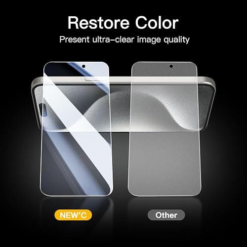 NEW'C 3 Pack Privacy Screen Protector for iPhone 15 Pro Max (6.7 inches), Anti-Spy Tempered Glass Film,Case Friendly Ultra Resistant, Balanced 28-Degree Privacy Angle-Easy installation tool included thumbnail 7