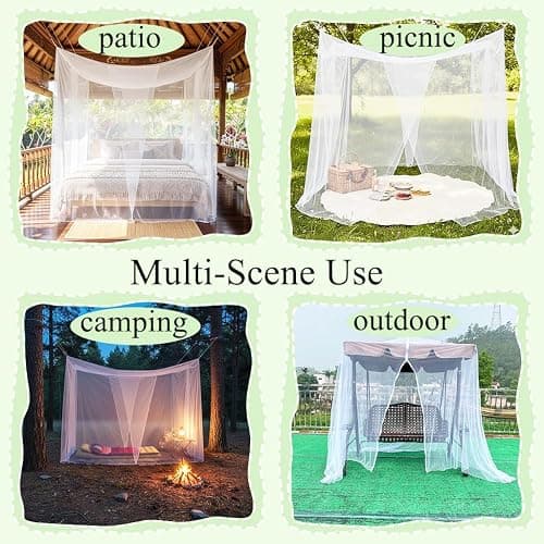 Mengersi Bed Canopy,Canopy Bed Curtains Elegant Mosquito Net for Bed,Mosquito Netting for King Queen Full Camping Patio Indoor Outdoor Bug Net,White thumbnail 8
