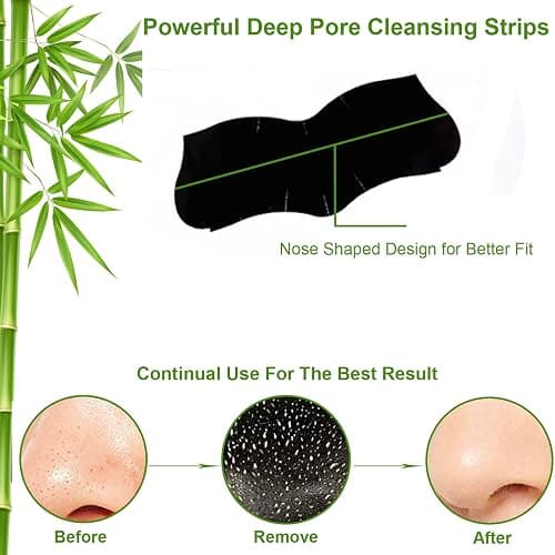 ELAIMEI Pore Strips, 80 Pcs, Natural Charcoal Blackhead Remover Strips for All Skin Types, Pore Deep Cleansing & Minimizing Nose Strips, Instant Unclogging thumbnail 3