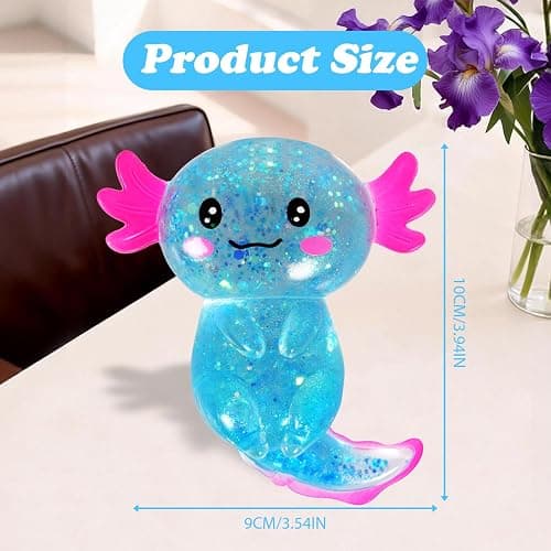 Axolotl Squishy Stress Ball, Soft TPR Slow Rising Squeeze Toy, Cute Axolotl Fidget Toy for Stress Relief, Anxiety Calming Sensory Toy for Kids Adults(Blue Long Tail Axolotl) thumbnail 2