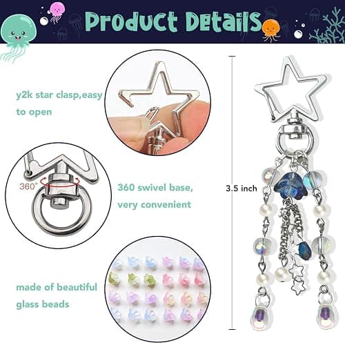 Agromusk Jellyfish Keychain,Cute Y2K Car Keychains for Women Girls Jellyfish Bag Charms Purse Accessories Star Jelly Decor thumbnail 4