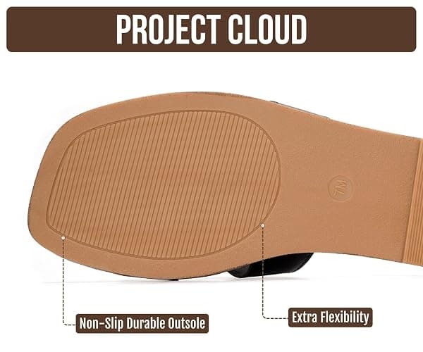 Project Cloud 100% Genuine Leather Sandals Women Flats For Women (Jannel) | Sandals for Women Fashion Flat Womens Sandals with Memory Foam Insole Slides Sandals Footwear Mules Women's Sandals thumbnail 4