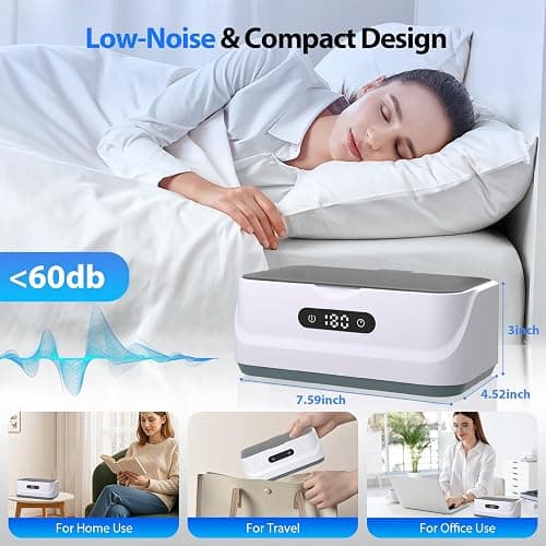 Klivvio Ultrasonic Jewelry Cleaner: 48Khz Ring Cleaner Ultrasonic Machine with Digital Timer, 4 Cleaning Modes, 24W Sonic Cleaner for Jewelry, Glasses, Retainer, Watch Strap, Home & Travel Use, 13.5oz thumbnail 6