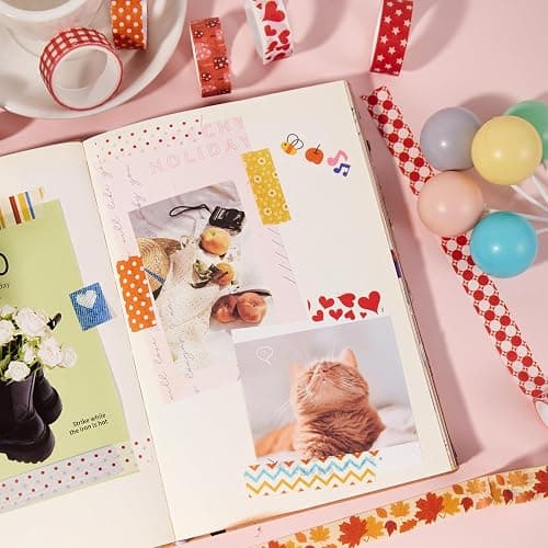 emmoolife 50 Rolls Washi Tape Set, 15mm Wide Rainbow Colored Tape Aesthetic Design Masking Decorative Tape for Scrapbooking Supplies, Bullet Journaling, Junk Journal, Wrapping Planners, DIY Arts Craft thumbnail 7