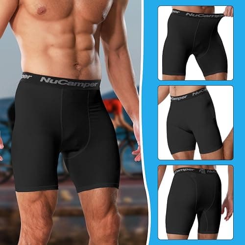 NuCamper Men’s Compression Shorts Spandex Athletic Underwear Performance Gym Boxer Briefs Cool Dry Active Baselayer thumbnail 5