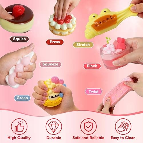Taba a Squishy 10Pack, Ultra-Realistic Dessert Cookies & Cake Squeeze Toys FuFu Sticky Squishy Food Texture Stress Relief Sensory Gift for Kids, Teens & Adults Party Favors, Birthday Gift, Easter Gift thumbnail 4