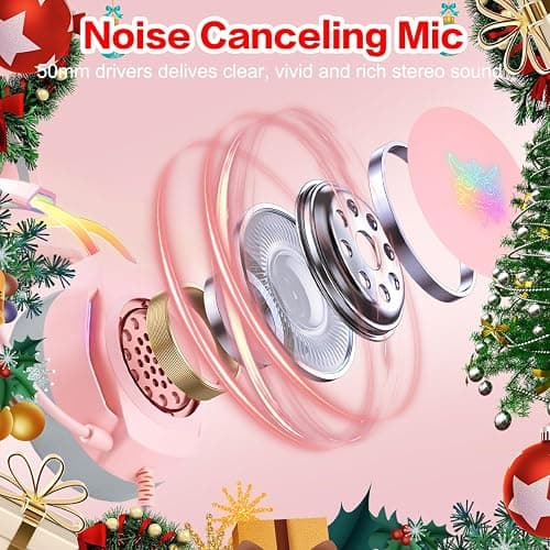 ONITOON Gaming Headset with Microphone, Cat Ear Headphones for PC Laptop PS4 PS5 Xbox Switch, Rainbow RGB Lighting & Virtual Surround Sound, 3.5mm Wired Over Ear Headphones, Ergonomic thumbnail 3