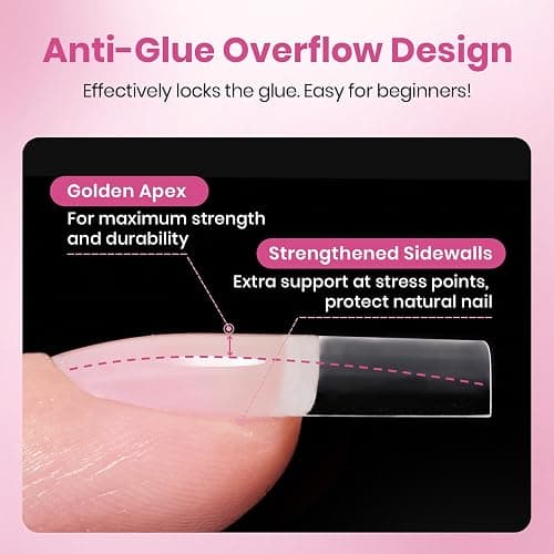 Beetles Gel Nail Tips Flat-X- Square Medium, 320pcs 16 Sizes(00-14), Pre-Etched Half Matte Full Cover Soft Gel Tips, Clear Press on False Nail Extension Acrylic Fake Nails, Easy DIY Salon Art thumbnail 6