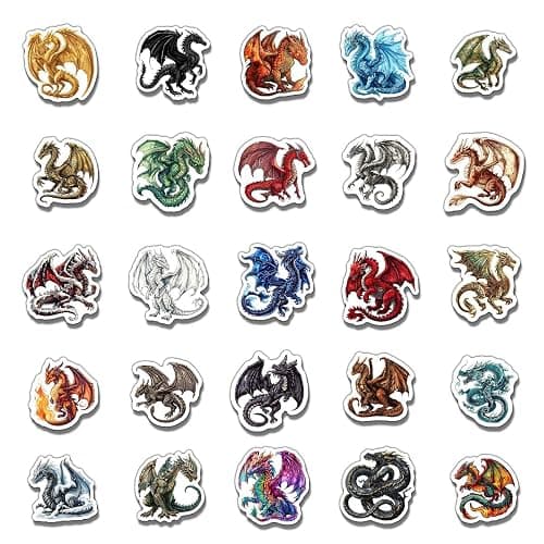Pack 50 Pcs Magic Animal Dragon Stickers for Water Bottles Funny Laptop Luggage Computer Scrapbooking Kids Teens Girls Boys Adults Aesthetic Waterproof Sticker Small Vinyl Decals thumbnail 4