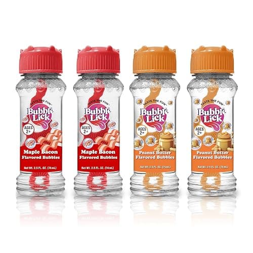 Bubble Lick Peanut Butter and Maple Bacon Flavored Bubbles 4 Pack USA Made for Dogs Groomers Daycare - Image 1