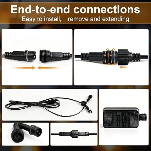 50(40+10)FT Outdoor String Lights, 15m Waterproof Remote LED Patio Lights with 19+1 S11 Bulbs 10FT Extension Cable, Dimmable Outside Hanging Lights for House, Porch,Yard,Garden,Bistro, Gazebo lighting thumbnail 3