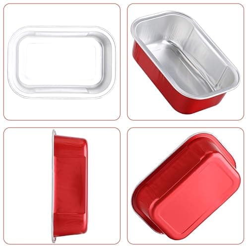 EUSOAR Cupcake Cups with Lids, 5.7oz 50pcs Disposable Desserts Flan, Baking Cups with Lids, Aluminum Foil Desserts Cupcake Flan, Catering Gathering Shower Favor-Red thumbnail 5