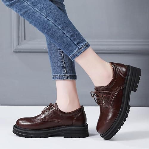 TKKAE Oxford Shoes for Women Women's Oxford Shoes Platform Oxfords for Women Women's Classic Lace Up Loafers Comfortable Dress Business Casual Work Office Oxfords Shoe for Ladies thumbnail 2