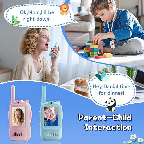 Kids Video Walkie Talkies, 2 Pack Long Range Walkie-Talkie for Kids, Rechargeable Video Call Toys for Indoor, Camping, Hiking, Travel, Christmas Birthday Gift for Boys Girls Age 3-5 (Blue/Pink) thumbnail 5
