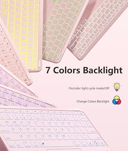Harvopu for iPad Air 13 inch & Pro 12.9 Case with Keyboard - Multi-Touch Trackpad, 7 Colors Backlit, Detachable Folio Keyboard Cover for iPad Pro 12.9 (6th, 5th, 4th, 3rd gen), Air 13 M3/ M2 (Pink) thumbnail 7
