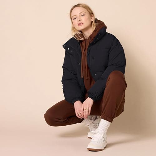 Amazon Essentials Womens Cropped Full-Zip Puffer Jacket (Quilted Matte or Sherpa Fleece) thumbnail 5