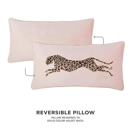 Juicy Couture Reversible Velvet Cheetah Pillow, 14" x 24" Decorative Pillow, Pink Blush thumbnail 5