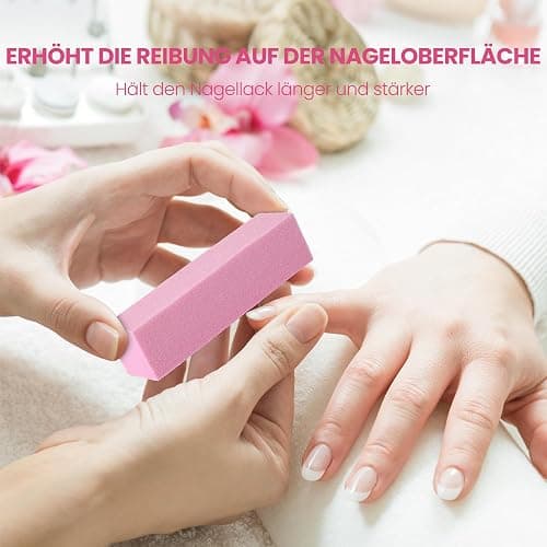 Set mit 10 Buffer Feile für Nägel, Professionelle Nagel Buffer zum Schleifen von Acryl-oder Natürlichen Gelnägeln, Buffer für Nägel 4 waschbare Seiten für Maniküre - Rosa thumbnail 4