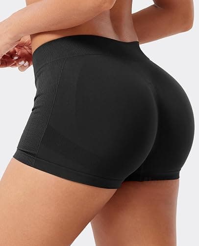 VOYJOY Women Impact Booty Shorts 2.5" Low Rise Hidden Scrunch Butt Lifting Seamless Workout Gym Running Biker Hot Shorts thumbnail 3